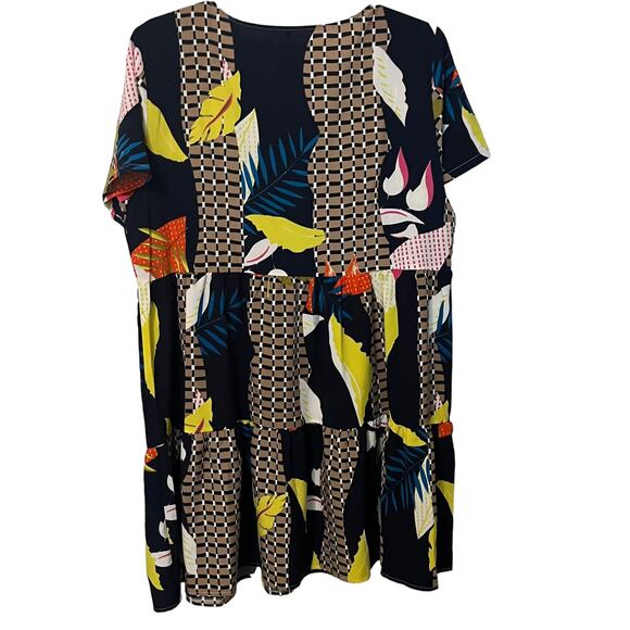 NO MFG. TAG SHORT SLEEVE MIDI FIT & FLARE DRESS, WOMENS, XL, MULTICOLOR ABSTRACT - Picture 4 of 10